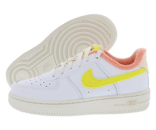 Nike Force 1 LV8 PS Girls Shoes Size 11, Color: White/Yellow Strike/Phantom-White