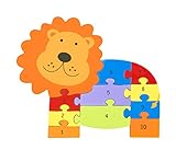 Orange Tree Toys Lion Number Puzzle |Hand Painted Colorful Wooden Educational Puzzle for Toddlers 12m+, Sustainably Made, Perfect for Teaching Numbers 1-10