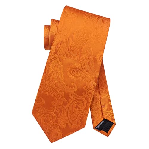 Image of DiBanGu Mens Paisley Tie Set Silk Woven Jacquard Necktie and Pocket Square Cufflinks Gift Set for Wedding Bussiness