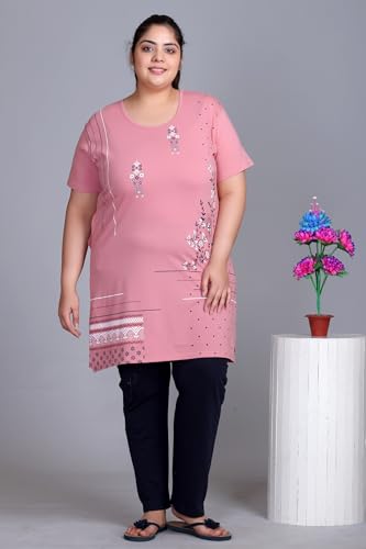 Image of In Love Women's Plus Size Printed Cotton Night Suit Set Short Sleeve | Cotton fabric - soft night suit set for sleepwear and home comfort