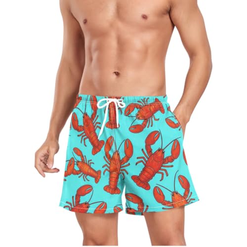 Bañador de secado rápido para hombre con estampado de langosta roja 4