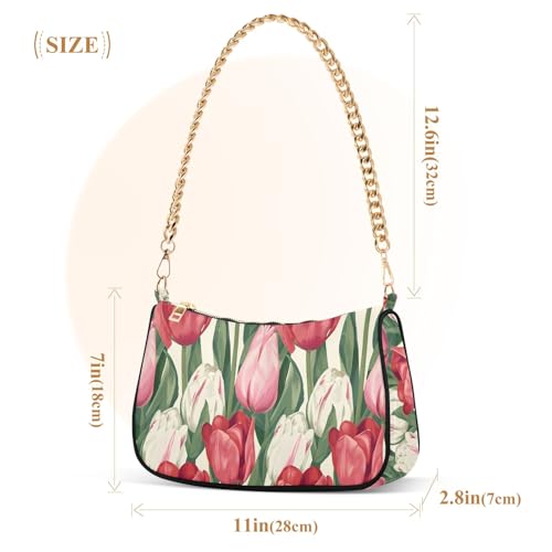 Clutch Shoulder Bags Tote Evening Purse Handbags for Women Flower Pinks Red White Hobo Bags with Zipper Closure3