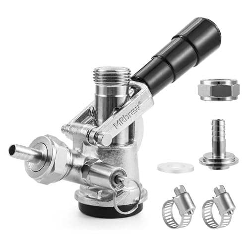 MRbrew Keg Coupler Commercial Sankey Kegerator D System Keg Tap Stainless Probe Brass Body Beer Tap Dispenser for I.D 5/16 Brewing Beer Line Gas Tubing with Check Valve Sealing Washer Hose Clamp