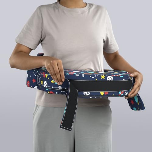 Image of Wakefit Foam Nursing Pillow for Breastfeeding & Baby Care | Ideal for Newborn with Adjustable Strap | 100% Cotton Removable Cover | Super Soft Foam for Posture Comfort | Spaceship