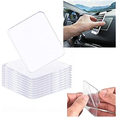 Ywhomal Traceless Super Sticky Gel Pads Anti-Slip Double Sided Gripping Pads for Auto Car Home Cell Phone Glass Photo Holder with Easy Remove Washable Reusable Design Pack of 10 (Transparent) Cover