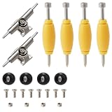AHANDMAKER 19 Stück Standard Fingerboard Werkzeug Set Mini Finger Skateboard Zubehör Beinhaltet 4 Räder 2 Legierung Trucks 1 Schraubendreher für Skateboards Trucks, Schwarz