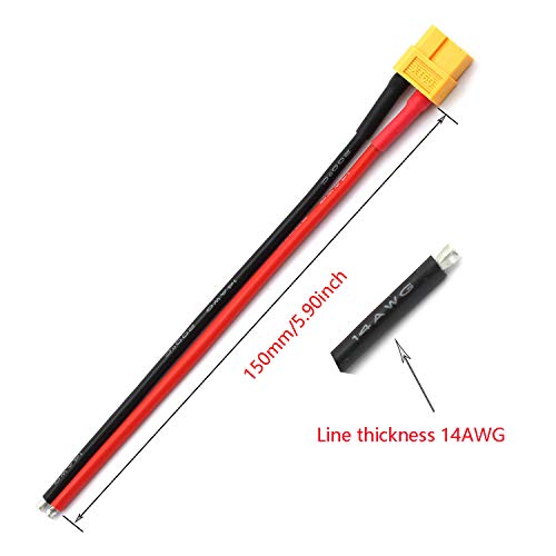 DGZZI 1Pair XT60 Plug Male and Female Connector with 150mm 14AWG Cable for RC Lipo Battery FPV Drone