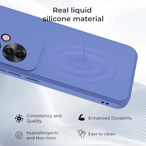 Image of A rtistque Liquid Silicone Back Cover Case for Oppo F25 Pro 5G Shockproof TPU Soft Flexible with Camera Protection - Blue