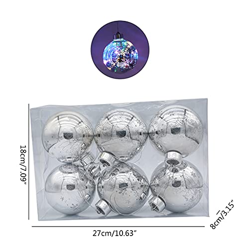 Boules de Noël avec LED lot de 6 pièces transparentes et incassables avec piles