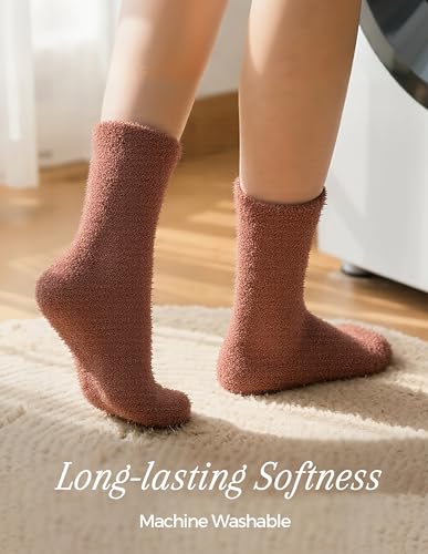 Image of TEHOOK Warm & Cozy Gifts for Women, Fluffy Fuzzy Plush Sleeping Slipper Socks - Soft Warm Fabric