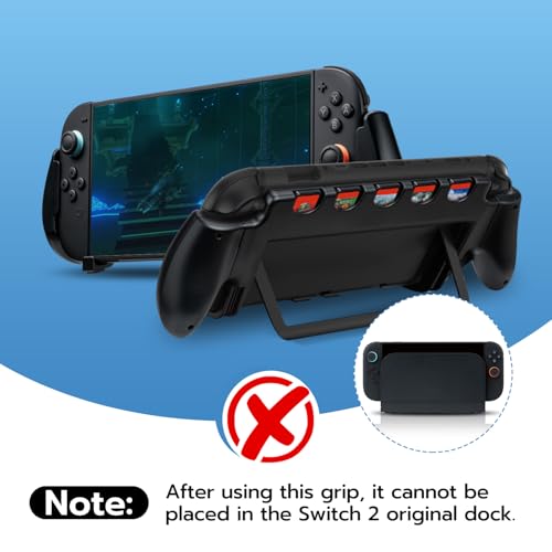 Image of Mcbazel Console Grip with 5 Game Slots Compatible with Nintendo Switch 2 (2025), Ergonomic Grip Hard Shell for Users Who Prefer Handheld Mode, Black (NOT for Switch 1)