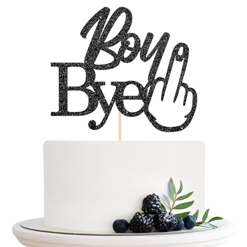 Boy Bye Cake Topper, Divorce Party Cake Topper, Break up, Freedom, Newly Single Party Cake Decorations Black Glitter