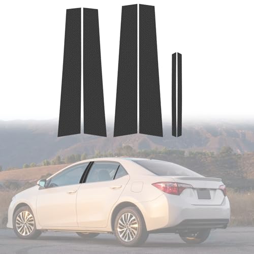 ramuel Door Window B+C Pillar Posts Pre-Cut Trim Kit Compatible with Toyota Corolla 11th Gen 2014-2018 Exterior Accessories Anti Scratched Window Molding Cover Stickers(6pcs,Carbon Fiber)