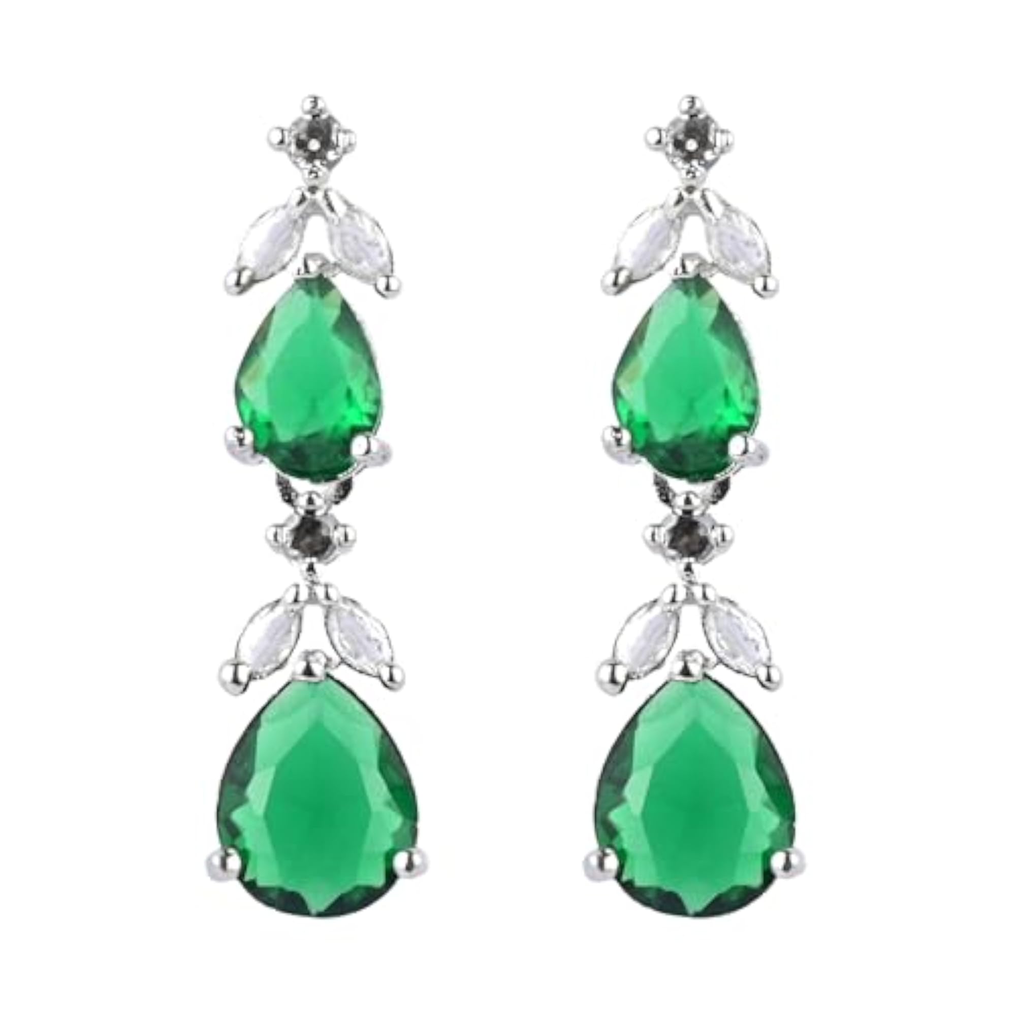 Elegant Green Emerald Necklace & Earring Set, Wedding Ready