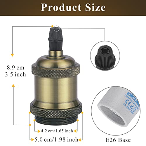 Image of DiCUNO Vintage E26 Lamp Socket, Edison Retro Pendant Lamp Holder, Industrial and Decorative for DIY Lighting, 600℃ Heat Resistant 4 Packages (Color: 4 Mixed Colors)