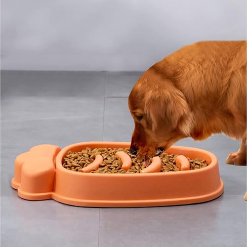 Image of Durable Slow Feeder Bowl for Dogs| Anti-Choke Non-Slip Pet Feeding Base and Easy to Clean| Dish Promotes Healthy Eating| Reduces Bloating and Digestive Issues (Orange)