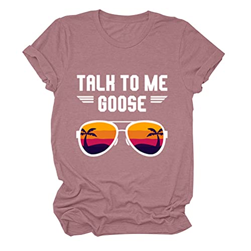 Talk to Me T-shirt décontracté pour femme avec impression lettre d'oie - Rouge - Large Cover