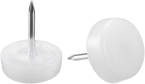 uxcell Pies de muebles Uñas de plástico Glide Nails Silla Protector de patas de mesa 0.630 in Dia Blanco 20pcs