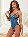 Avidlove Sexy Lingerie for Women Lace Teddy Bodysuit Deep V Cut Out Babydoll One Piece lingerie Blue Green X-Large