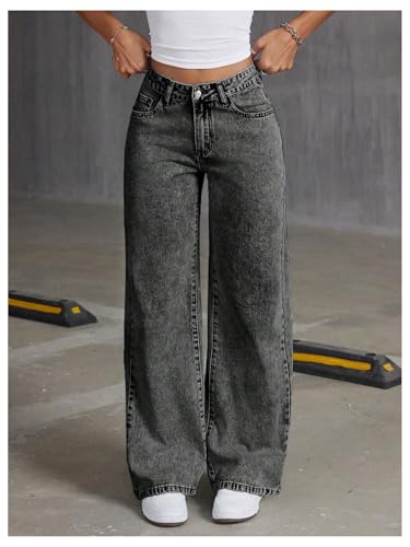 Melliflo Womens Bowknot Embroidery Y2k Jeans High Waisted Straight Denim Pants Basic Wide Leg Fun Jeans2