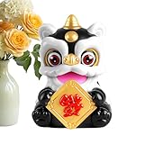Armaturenbrett Figuren,Chinesisches Neujahr Solarbetriebene Löwentanz Schreibtischdekoration | Mittelkonsole Deko Figur,Für Fahrer Sammler Limousinen Lastwagen Büro Zuhause Roadtrips
