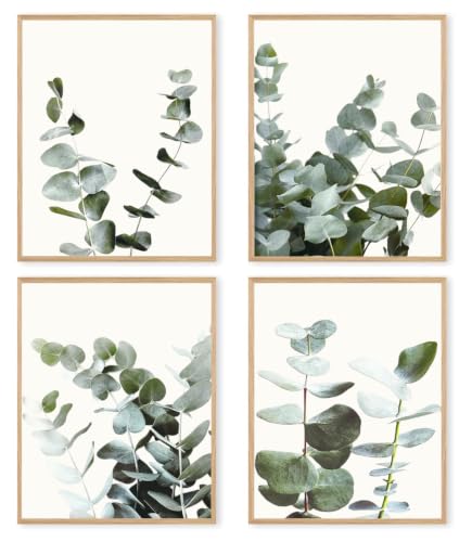 4 lienzos botánicos en acuarela sin marco de 50x70 cm que aportan frescura natural al baño