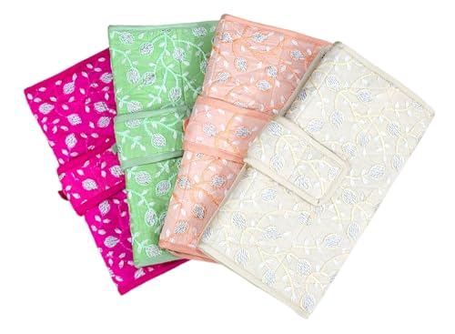 SHAKTISM Satin Jewellery Organizer Zipper Folder Case, Pouch for Necklaces Earring Ring Travel Storage Case for Women Girls (Medium)