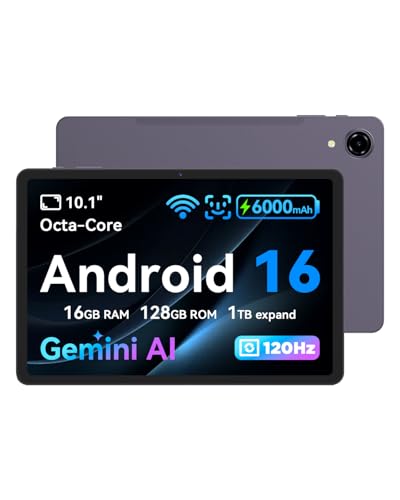 BNCF Tablet 10.1 Pulgadas Android 16 con Gemini AI丨Pantalla HD In Cell 120Hz丨16 (4+12) GB RAM 128 GB ROM 1 TB TF丨Octa Core丨Widevine L1丨WiFi 2.4G/5G + BT 5.0 + GPS丨6000 mAh丨Bpad 10 SE