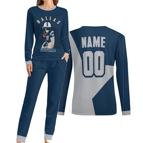 Customized Pajamas Set Name Number Long Sleeve Sleepwear Suit Gifts for Mom Daughter Wife Men Women