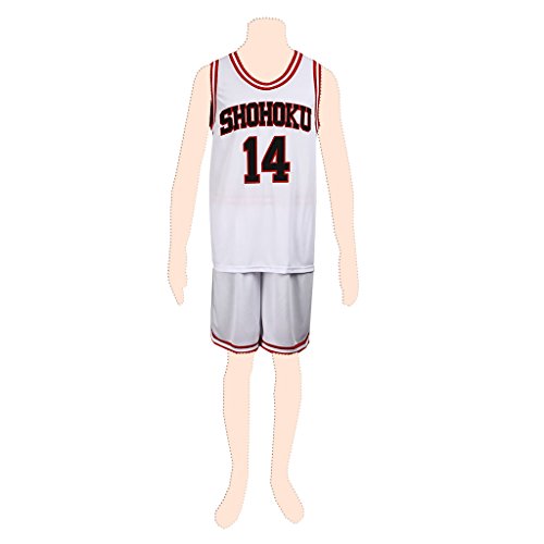 Dream2Reality Slam Dunk Cosplay Costume Hisashi Mitsui Ver.2 Shohoku Jersey No.14 White XX-Large