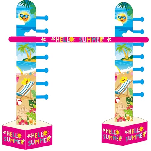 Sanwuta 1 Pack Hawaiian Luau Inflatable Limbo Party Game for Adults & Families 59 Inch Adjustable Hello Summer Blow up Limbo Stick for Tropical Birthday Beach Pool Backyard Party Outdoor Indoor Game