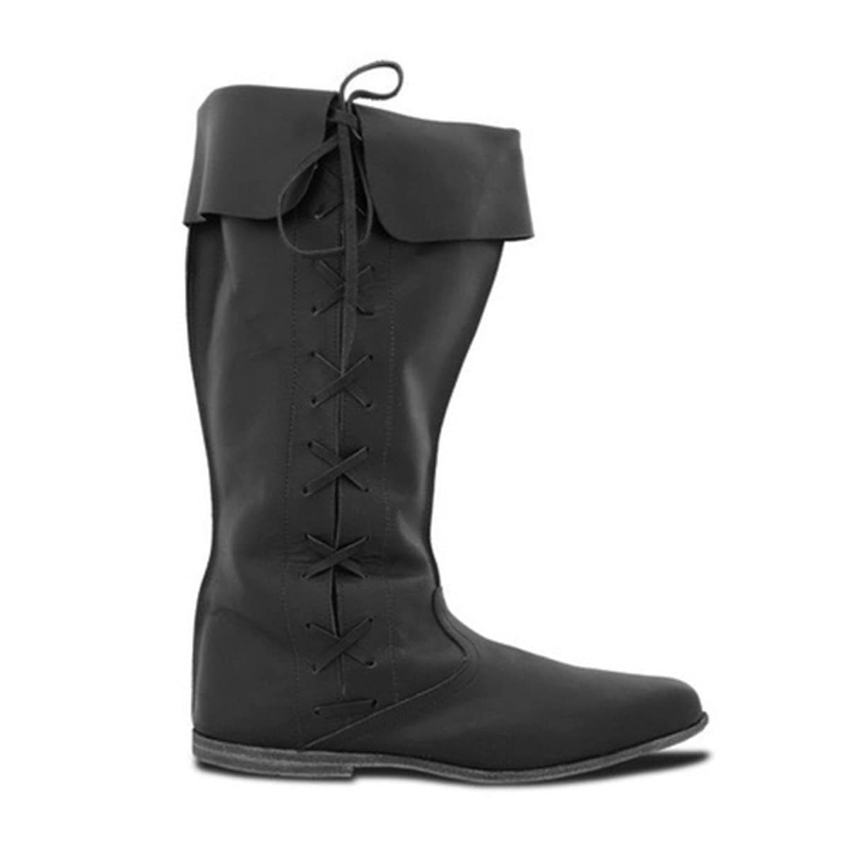 Renaissance Medieval Cosplay Boots - Medieval Boots - Stivali in Pelle PU per Cosplay Donna Uomo,Nero,44
