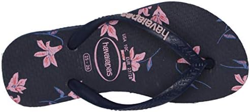 Havaianas Kid's Slim Floral Flip Flop Sandal, Navy Blue, 2 M US Little Kid | Image 4