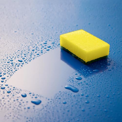 Image of DecorRack 80 Count Non-Scratch Cleaning Scrub Sponges, Dual-Sided Heavy Duty Kitchen Sponges for Dishes, Cleaning Household, Bathroom, Car Wash - Yellow (Pack of 160)