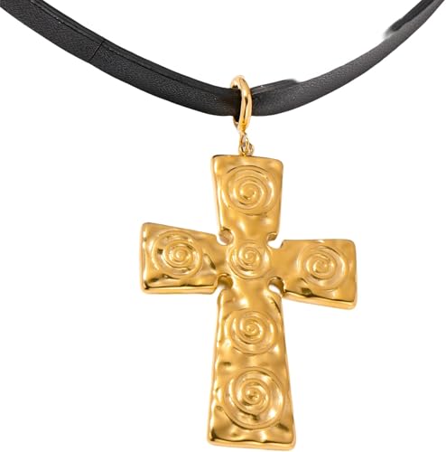 Boucles d'oreilles croix western en argent 925 et cuir