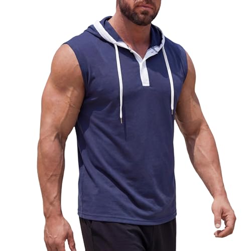Débardeur à capuche boutons ajustables musculation et bodybuilding