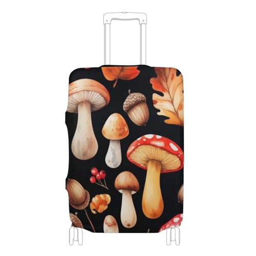 Joisal Suitcase Cover Cute Luggage Protector Watercolor Autumn Mushrooms Black Anti-scratch Traveling Travel Luggage Accessories, S, Fits 18-20 Inch Case