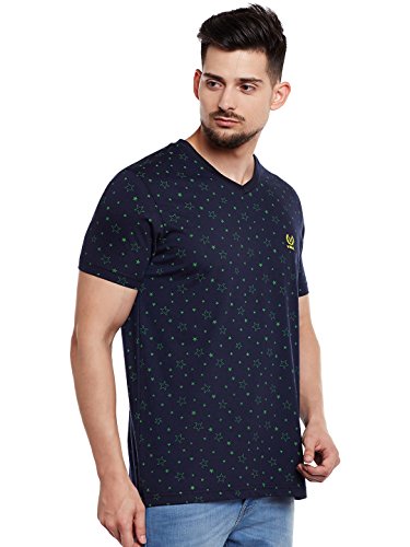 Image of Printed V Neck Cotton Tshirt for Men(Pack of 1)-VEE-Print-NO.1-01-BLK-P-P3230