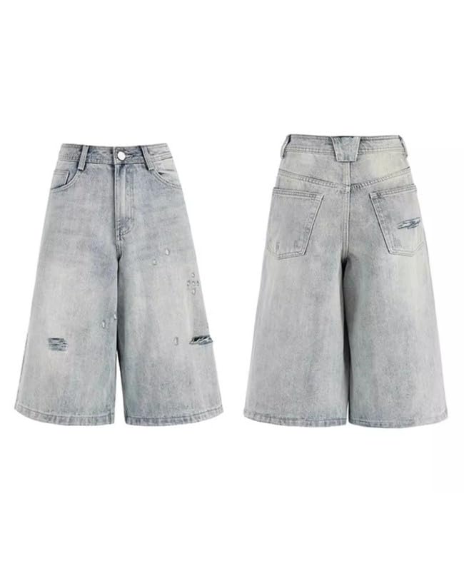 Baggy Jorts for Women Men Wide Leg Cropped Jeans Low Waist Y2k Casual Denim Pants Hip Hop Summer Clothes4