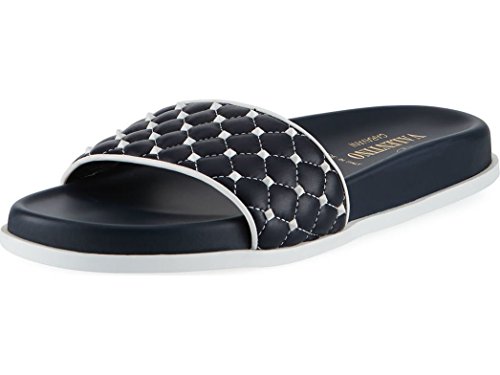 Valentino Garavani Rockstud Quilted Pool Slide Sandals (37)