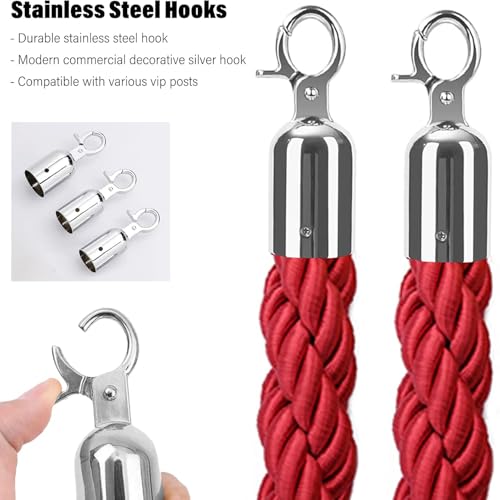 4 cordes tressées rouges avec crochets de fixation pour points d'ancrage robustes - 4