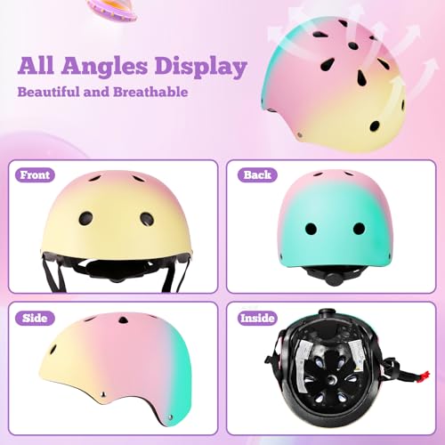 Image of Kids Bike Helmet Set Adjustable for Children, Boys, Girls and Teenagers Aged 3-14 Years Includes Elbow, Knee, Wrist Guards Children's Helmet Protection Set for Bikes SkateboardsRollerskates