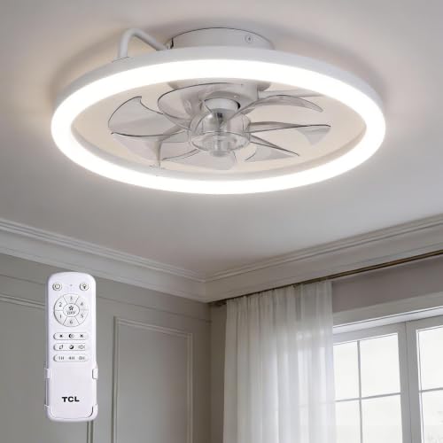 TCL 20 Inch Low Profile Ceiling Fan with Light, White - image 1