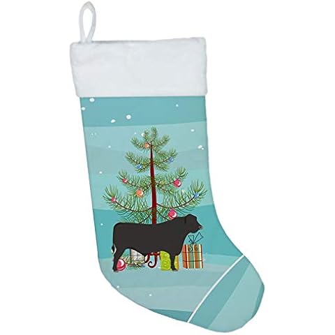 Calcetín navideño con vaca angustia negra, grande Cover