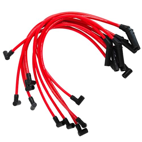 8X Spark Plug Wire Set & 2X Ignition Wires 10mm Replacement for Ford F150 Mustang 302/5.0L 351/5.8L V8 Small Block with HEI Distributor Caps