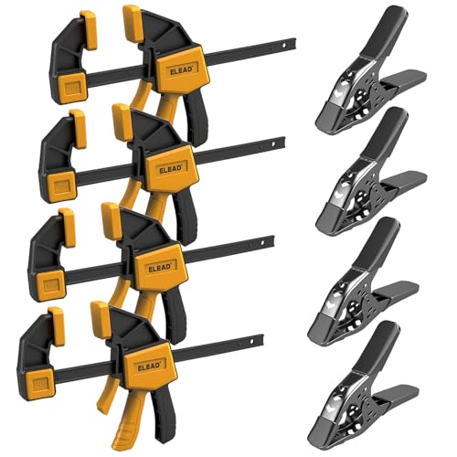 Image of 8-Piece Clamps for Woodworking - 4 Pcs 6 inch Bar Clamps, 4 Pcs Heavy Duty Metal Spring Clamps, Bar Clamps with 150 LBS Load Limit, Quick Release Triggers