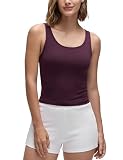 CRZ YOGA Damen Butterluxe Doppelt Gefüttert Tanktop Sport Fitness Ärmellose Racerback Crop Top Casual Cropped Oberteile Dunkellila 44