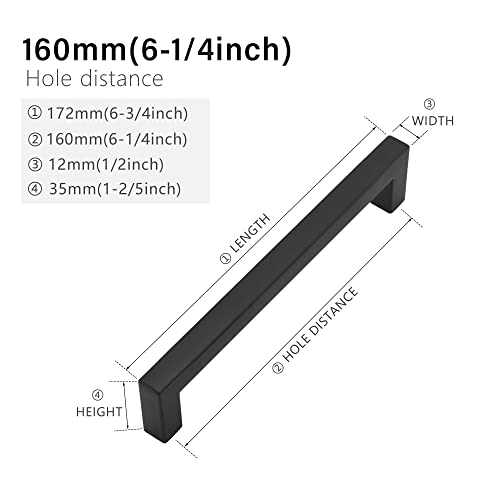 Redunest 40 Pack 6-1/4 Inch Matte Black Cabinet Pulls Square Drawer Handles by Redunest - Used condition - Image 2