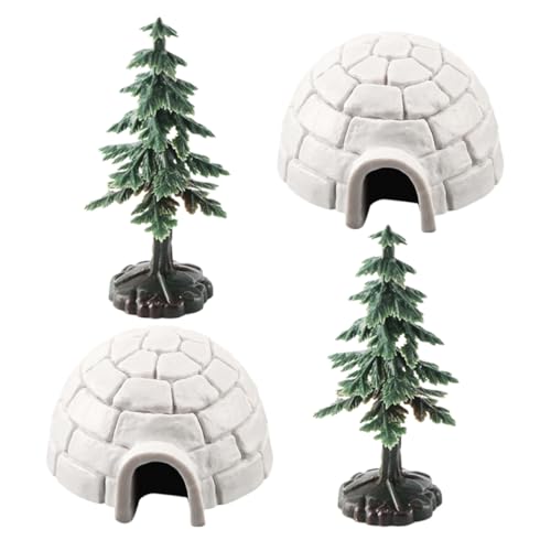 FOYTOKI 1set Artificial Mini Ice House Figurine Realistic Ice House Decor Christmas Trees for Home Decoration Tabletop Display and Holiday Celebrations