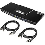 TESmart 4 Port HDMI KVM Switch 4K@60Hz 4:4:4 Ultra HD 4 PCs 1 Monitor with Extra USB 2.0 Port&L/R Audio Output Controls up to 4 PCs/Servers/DVR Includes 2 pcs of 1.5 m KVM Cables-Matte Black